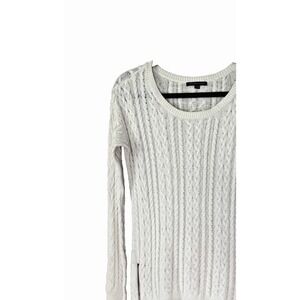 Retro Y2K American Eagle Womens Medium Sweater Cotton Cable Knit Zipper Detail